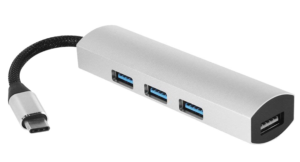 USB 3.1 Type-C to 4 Port USB 3 Hub Aluminum Design for Andrioid Phone, Tablet, MacBook Pro,''''